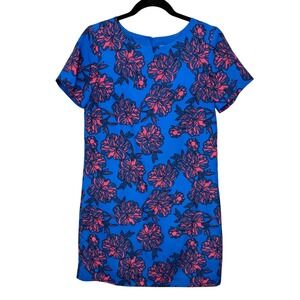 J. Crew Floral Print Shift Dress Cobalt Blue, Pink Flowers - Women's Size 4